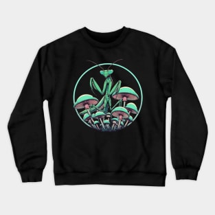 Praying Mantis in Mushroom Garden Crewneck Sweatshirt